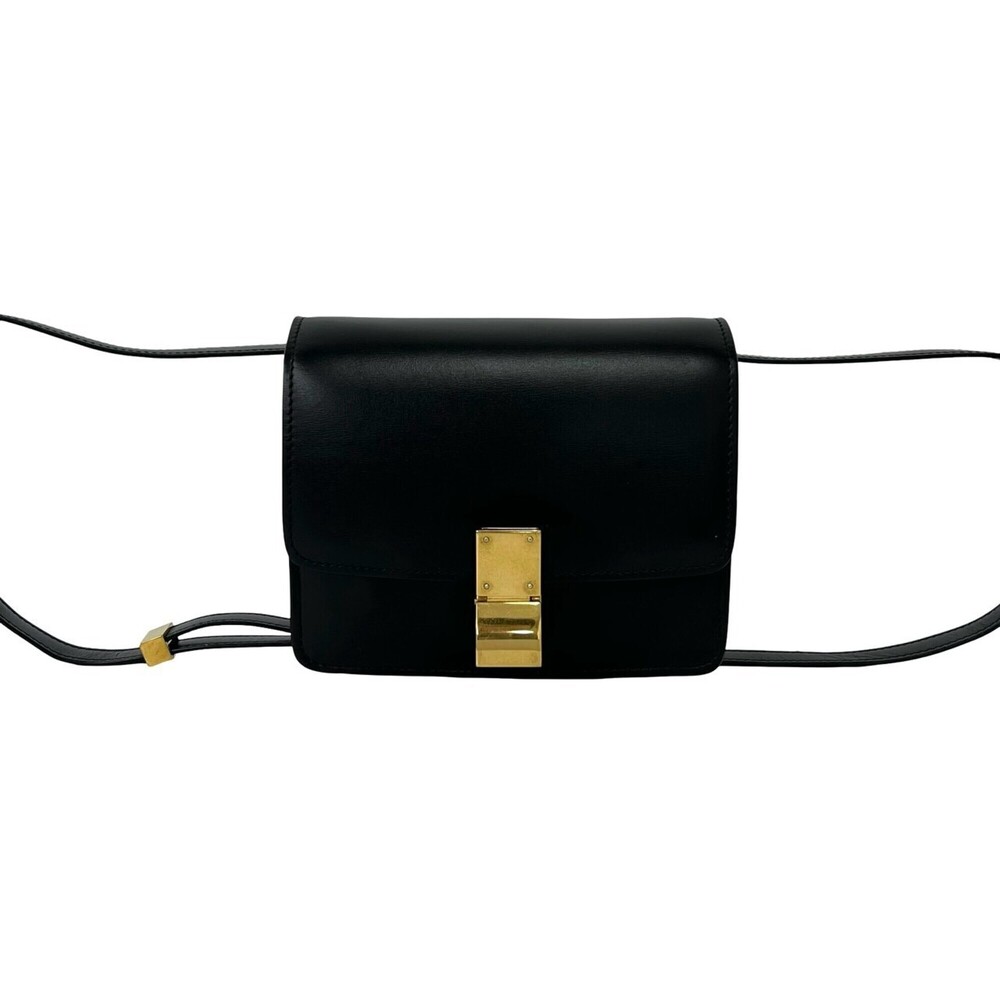 CELINE Classic Small Leather Shoulder Bag/Pouch/Crossbody Bag, Black, 61271